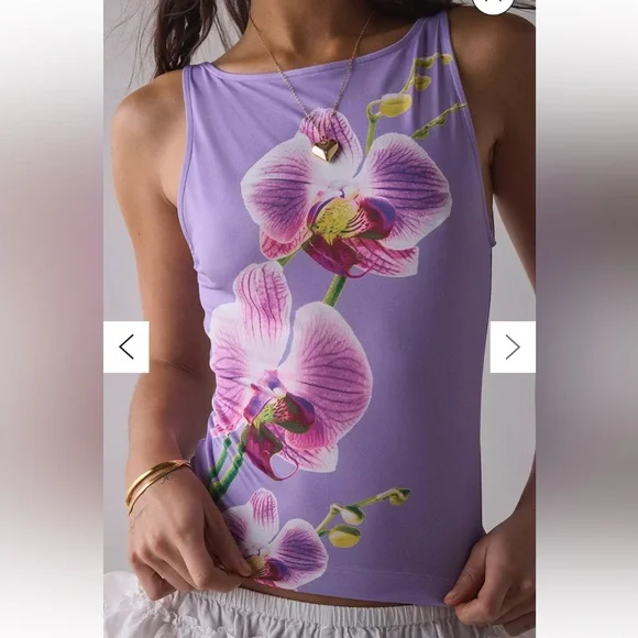 NWT Urban Outfitters Purple Orchid Graphic Boatneck Tank Top - Picture 4 of 8